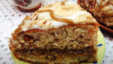 Бананово-горіховий торт зі згущеним молоком. Смачний десерт на святковий стіл