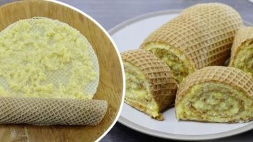 Рулет із вафельних коржів до чаю. Без духовки