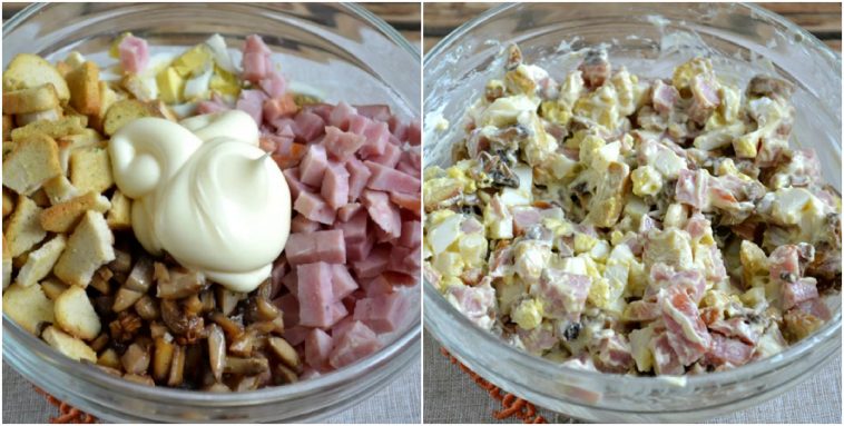 Неймовірно смачний та ситний салат з шинки та печериць: справжня знахідка для святкового столу