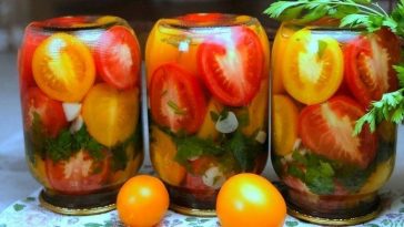 Мариновані помідори з часником і зеленню — барвиста консервація на зиму