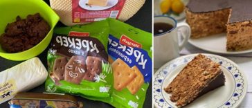 Літній тортик без випічки з вишнею та крекером