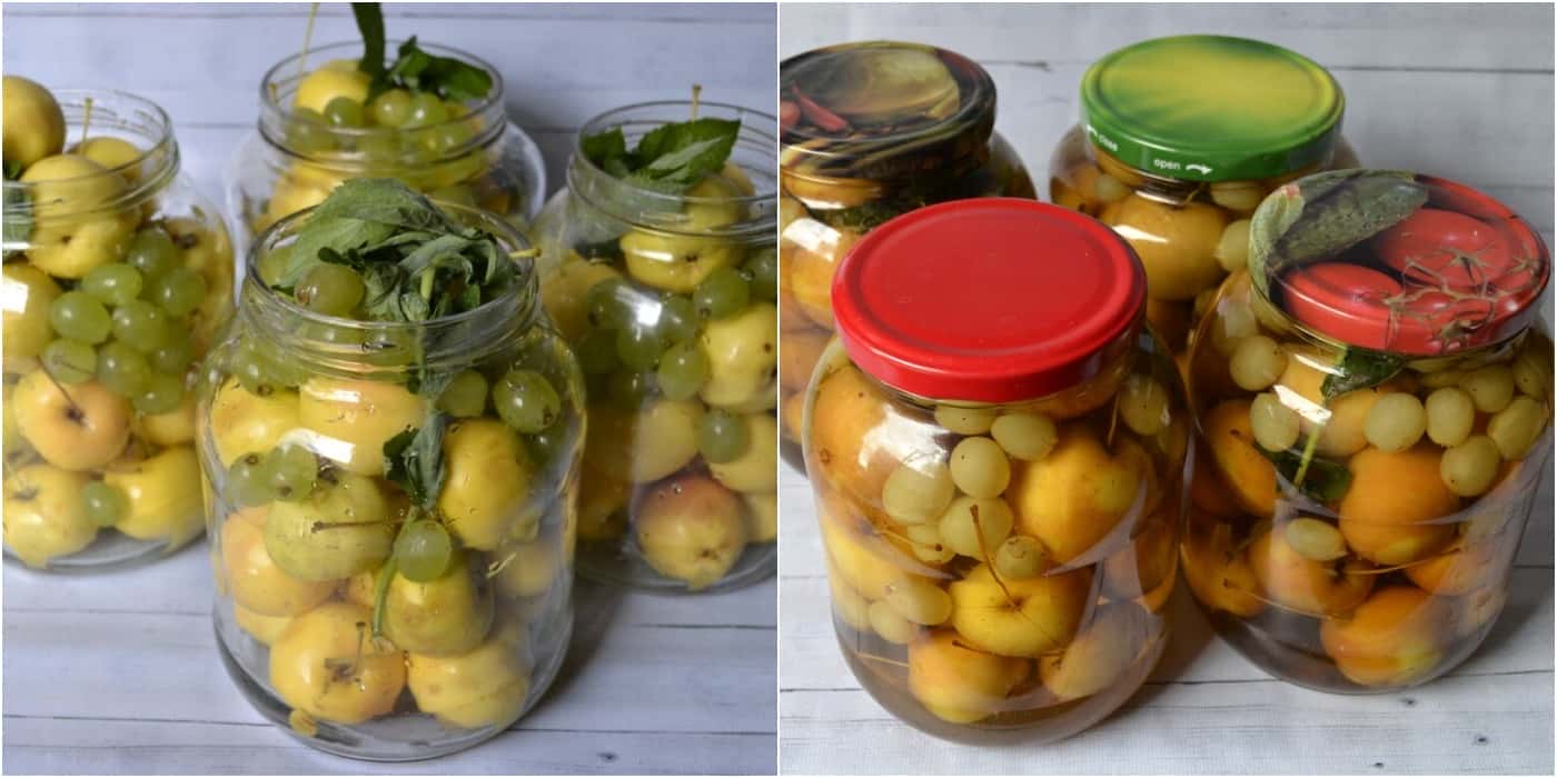 Яблучка з виноградом і м’ятою в цукровому сиропі – смакота без стерилізації!