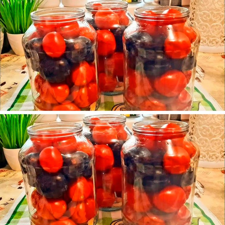 Неймовірно смачні мариновані помідори зі сливами — незвична консервація, яка підкорить з першої ложки