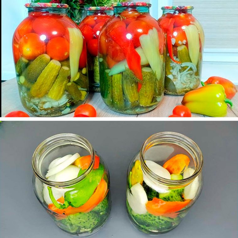 Огірки та помідори в одній банці на зиму — найсмачніший рецепт для всієї родини