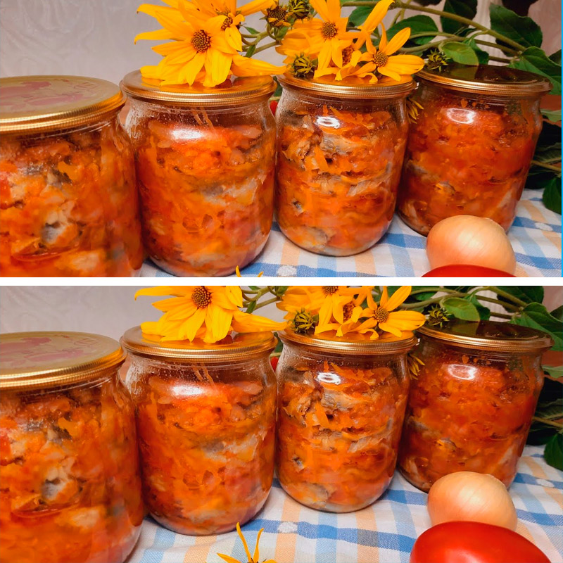 Ситний салат зі скумбрії з овочами на зиму