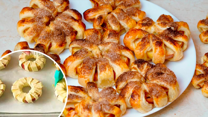 Швидкий яблучний десерт із листкового тіста — готується за лічені хвилини!