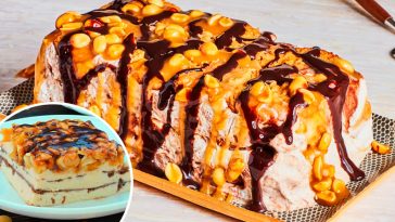 Сметанно-карамельний торт без випічки з арахісом