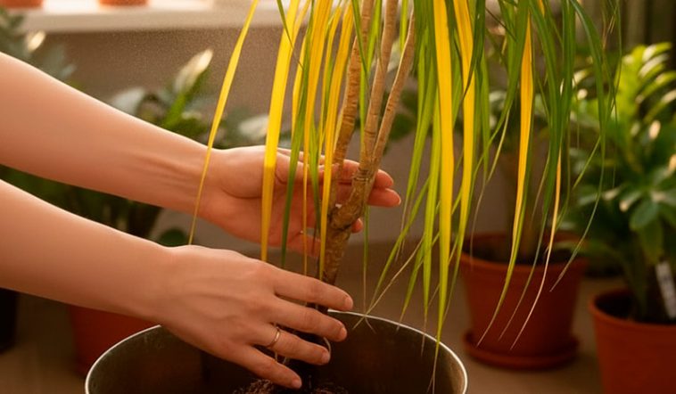 Листя драцени жовтіє та сохне: головні причини та як цього не допустити