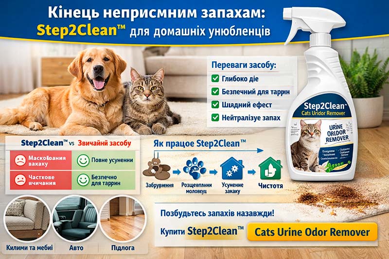 Кінець неприємним запахам: Step2Clean™ для домашніх улюбленців