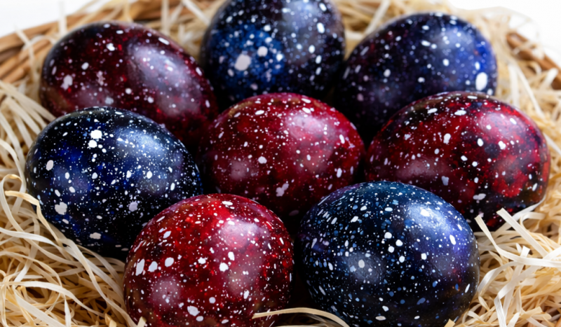 Великодній декор своїми руками: «космічні» крашанки з ефектом зоряного неба