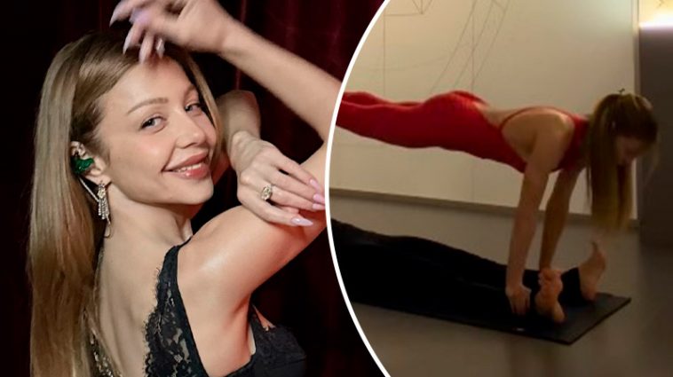 На межі можливого: Тіна Кароль зробила відтискання на тренерці з йоги