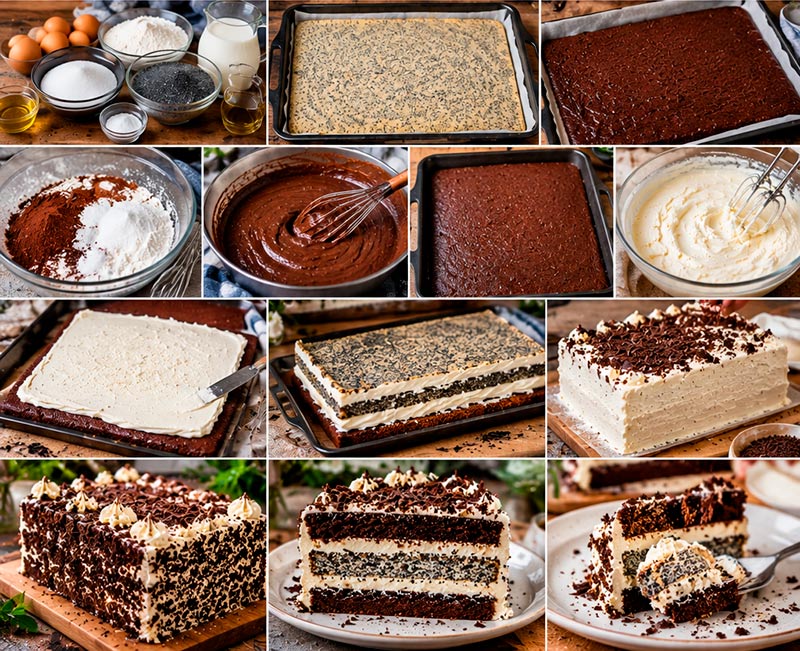🍰 Торт «По-багатому» з маком, шоколадними коржами та кремом «Пломбір» — високий красень, від якого неможливо відірватися!