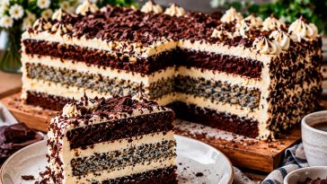 🍰 Торт «По-багатому» з маком, шоколадними коржами та кремом «Пломбір» — високий красень, від якого неможливо відірватися!