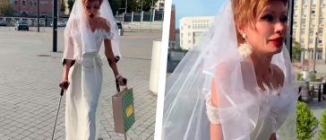 Олена-Крістіна Лебідь з’явилася на дні народження у весільній сукні та на милицях: незвичний образ зірки