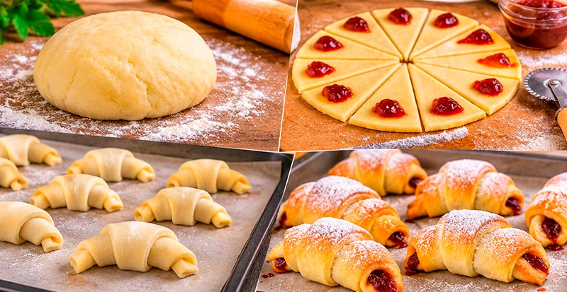🥐Бабушкины рогалики на смальце с повидлом — простой рецепт без яиц и дрожжей😍